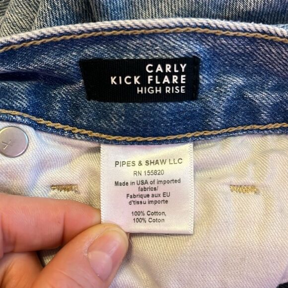 Veronica Beard Carly Kick Flare High Rise Jean Pebble Stone Raw Hem Blue Sz 26 - Picture 10 of 11